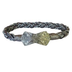 Braided Metallic Multicolor Belt with Ornate Hook-N-Eye Belt Buckle 28"